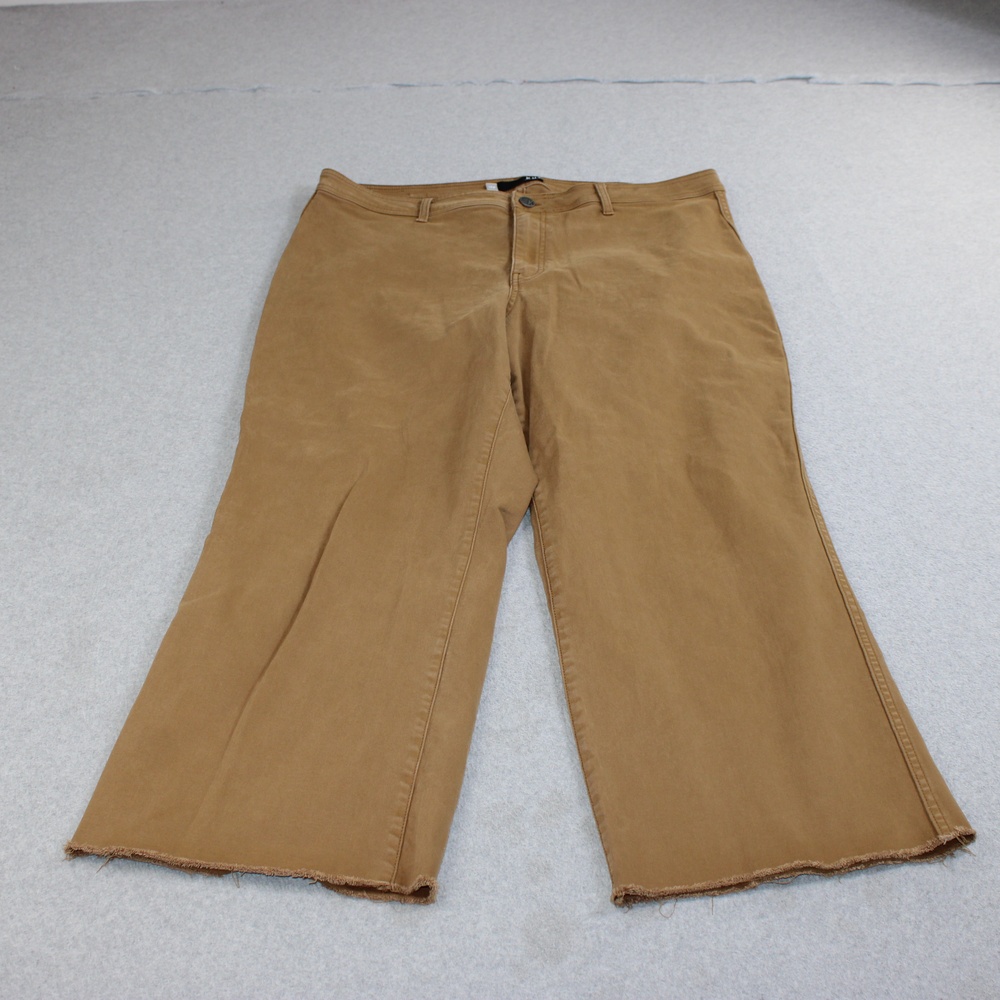 KUT From The Kloth Pants Women 18 Brown High Rise Wide Leg Raw Hem Crop Denim